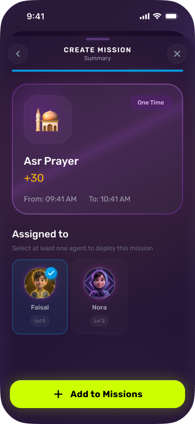 Parent creating mission